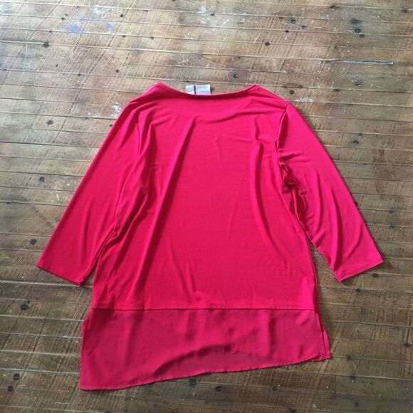 Chico’s 1 sheer hem asymmetrical blouse - Picture 3 of 3